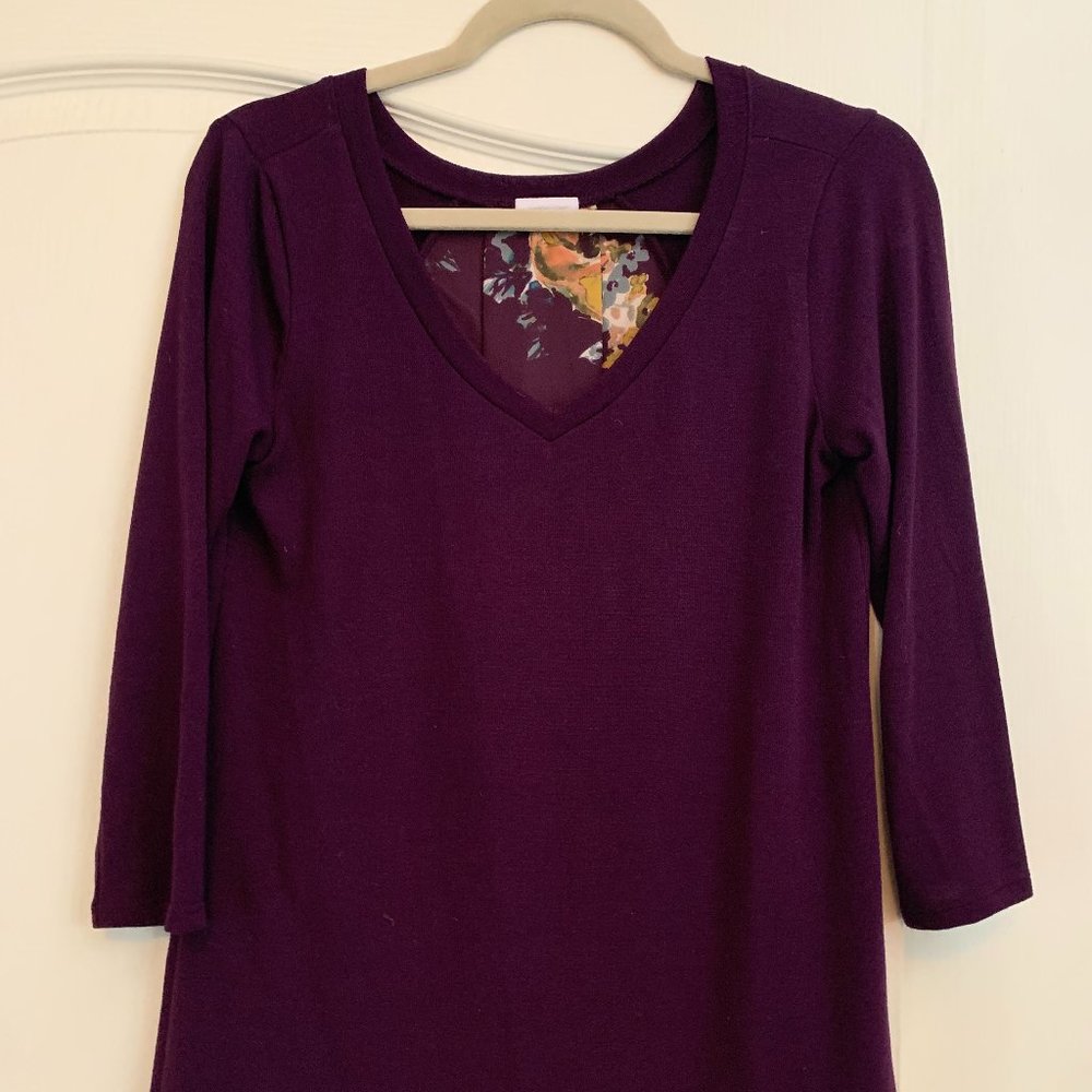 LeLis 3/4 Sleeve Maroon Mixed Media Sweater Top